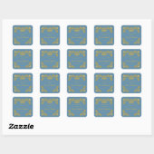 Blue and Gold Royal Crown Wedding Square Sticker (Blatt)