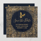 Blue and Gold Save the Date Business-Holiday-Event Ankündigung (Vorne/Hinten)