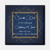 Blue and gold "save the date" magnet (Vorne)