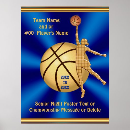 Blue and Gold Senior Girls Basketball Poster (Vorne)