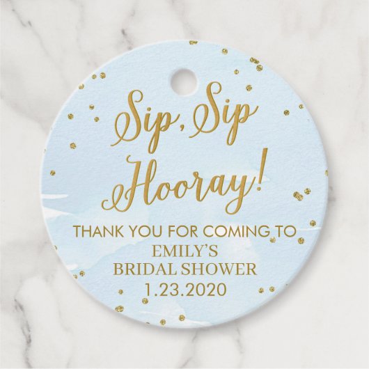 Blue and Gold Sip Sip Hooray Bridal oder Baby Show Geschenkanhänger (Vorderseite)
