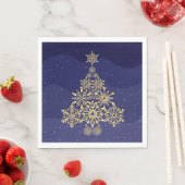 Blue and Gold Snowflake Tree Weihnachten Napkins Serviette (Beispiel)