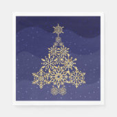Blue and Gold Snowflake Tree Weihnachten Napkins Serviette (Vorderseite)