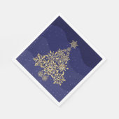 Blue and Gold Snowflake Tree Weihnachten Napkins Serviette (Ecke)
