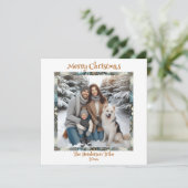 Blue and Gold Snowflakes Foto Weihnachten (Stehend Vorderseite)