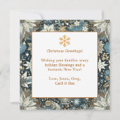 Blue and Gold Snowflakes Foto Weihnachten (Rückseite)