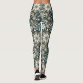 Blue and Gold Snowflakes und Blume Urlaub Leggings (Rückseite)