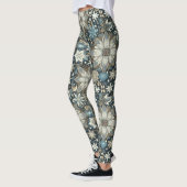 Blue and Gold Snowflakes und Blume Urlaub Leggings (Links)