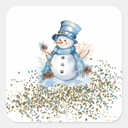 Blue and Gold Snowman Stickers (Vorderseite)