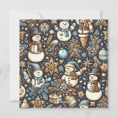 Blue and Gold Snowmen | Foto Weihnachten (Rückseite)