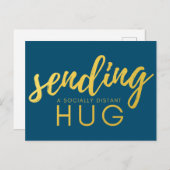 Blue and Gold Social Distance Hug Postkarte (Vorne/Hinten)