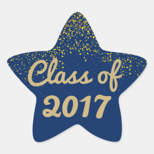Blue and Gold Sparkle Abschluss Star Sticker 2017