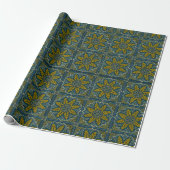 Blue and Gold Star Point Deko Geschenkpapier (Ungerollt)