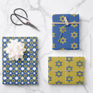 Blue and Gold Star von David Geschenkpapier Set