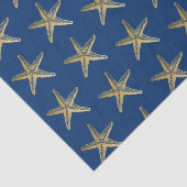 Blue and Gold Starfish Beach Coastal Seidenpapier (Ausschnitt)