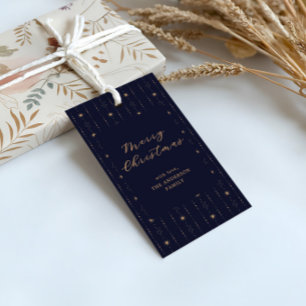 Blue and Gold Stars Frohe Weihnachten Geschenkanhänger