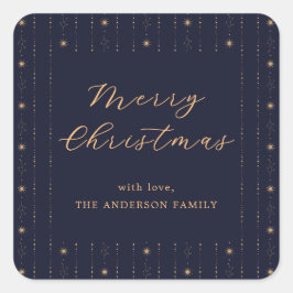 Blue and Gold Stars Frohe Weihnachten Quadratischer Aufkleber