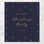 Blue and Gold Stars Weihnachtsfest Party Weinetikett (Einzelnes Label)
