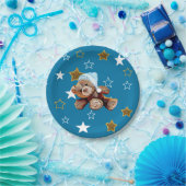 Blue and Gold Teddy Bear and Stars Paper Teller (Party)