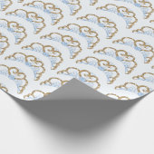 Blue and Gold Tiara Wrapping Paper Geschenkpapier (Ecke)