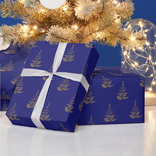 Blue and Gold Tree Holiday Geschenkpapier (Feiertage)
