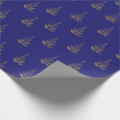 Blue and Gold Tree Holiday Geschenkpapier (Ecke)