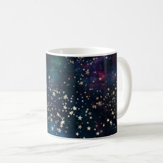 Blue and Gold Under Stars Night Sky Kaffeetasse (VorderseiteRechts)