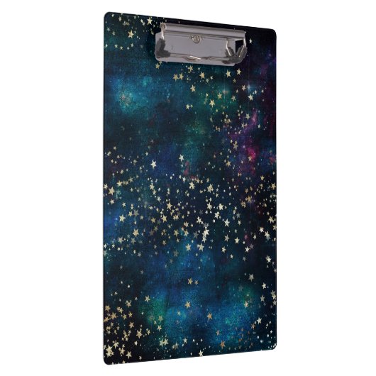 Blue and Gold Under Stars Night Sky Klemmbrett (Rechts)