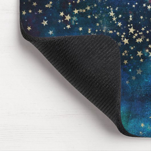 Blue and Gold Under Stars Night Sky Mousepad (Ecke)