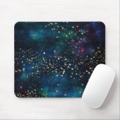 Blue and Gold Under Stars Night Sky Mousepad (Mit Mouse)