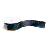 Blue and Gold Under Stars Night Sky Satinband (Spule)