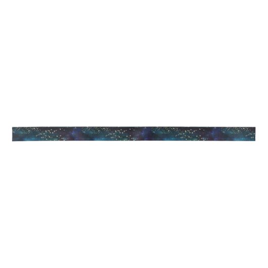 Blue and Gold Under Stars Night Sky Satinband (Vorderseite)