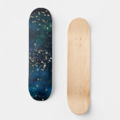 Blue and Gold Under Stars Night Sky Skateboard (Vorderseite)