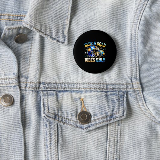 Blue And Gold Vibes Only Football Fan Gift  Button (Beispiel)