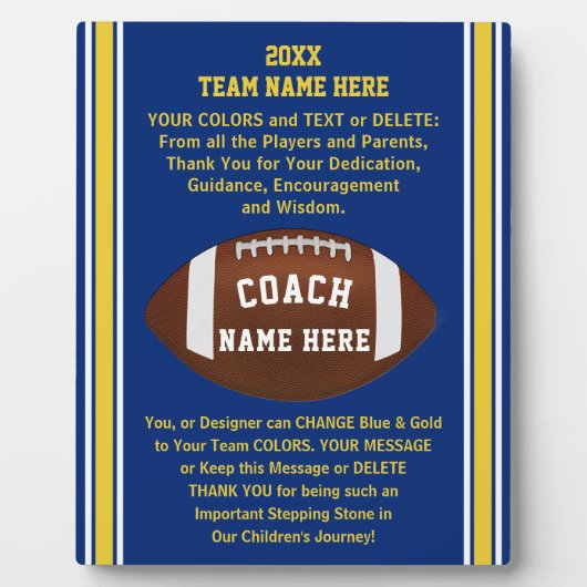 Blue and Gold Vielen Dank Fußball Coach Geschenkid Fotoplatte (Vorderseite)