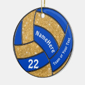 Blue and Gold Volleyball Ornament Personalisiert (Links)