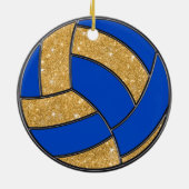 Blue and Gold Volleyball Ornament Personalisiert (Hinten)