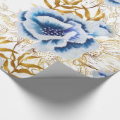 Blue and Gold Watercolor Anemone Geschenkpapier (Ecke)