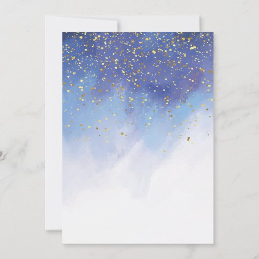 Blue and Gold Watercolor Boy Confirmation Einladung (Rückseite)