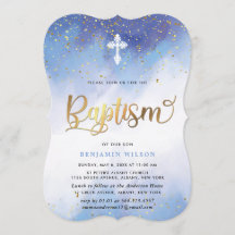 Blue and Gold Watercolor Boy Taufe