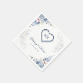 Blue and Gold Watercolor Floral Wedding Napkins Serviette (Ecke)