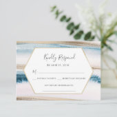 Blue and Gold Watercolor RSVP-Karten Einladung (Stehend Vorderseite)