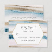 Blue and Gold Watercolor RSVP-Karten Einladung (Vorne/Hinten)