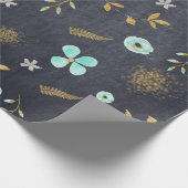 Blue and Gold Watercolor Spring Geschenkpapier (Ecke)