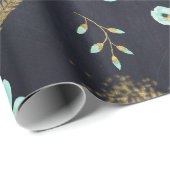 Blue and Gold Watercolor Spring Geschenkpapier (Rolleneckpunkt)