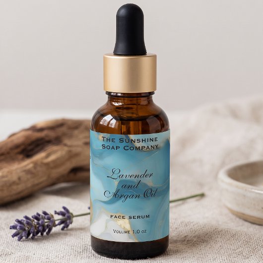 Blue and Gold Waterproof Cosmetics Dropttle Etiketten