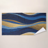 Blue and Gold Waves Badehandtuch (Badehandtuch)