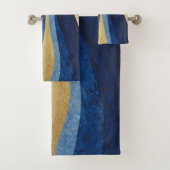 Blue and Gold Waves Badhandtuch Set (Insitu)
