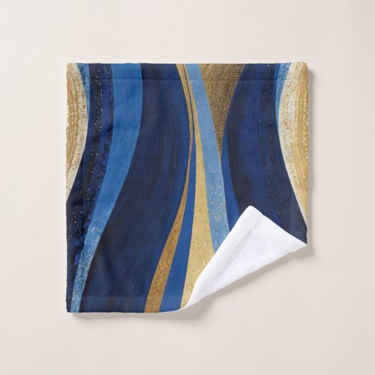 Blue and Gold Waves Badhandtuch Set (Waschlappen)