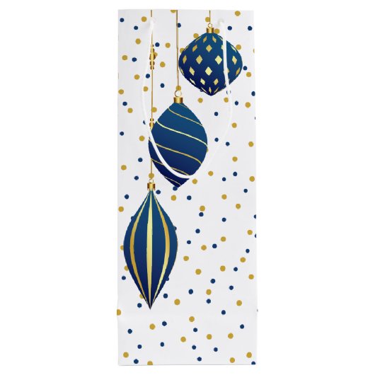 Blue and Gold Weihnachtsschmuck Urlaub Geschenktüte Für Weinflaschen (Rückseite)
